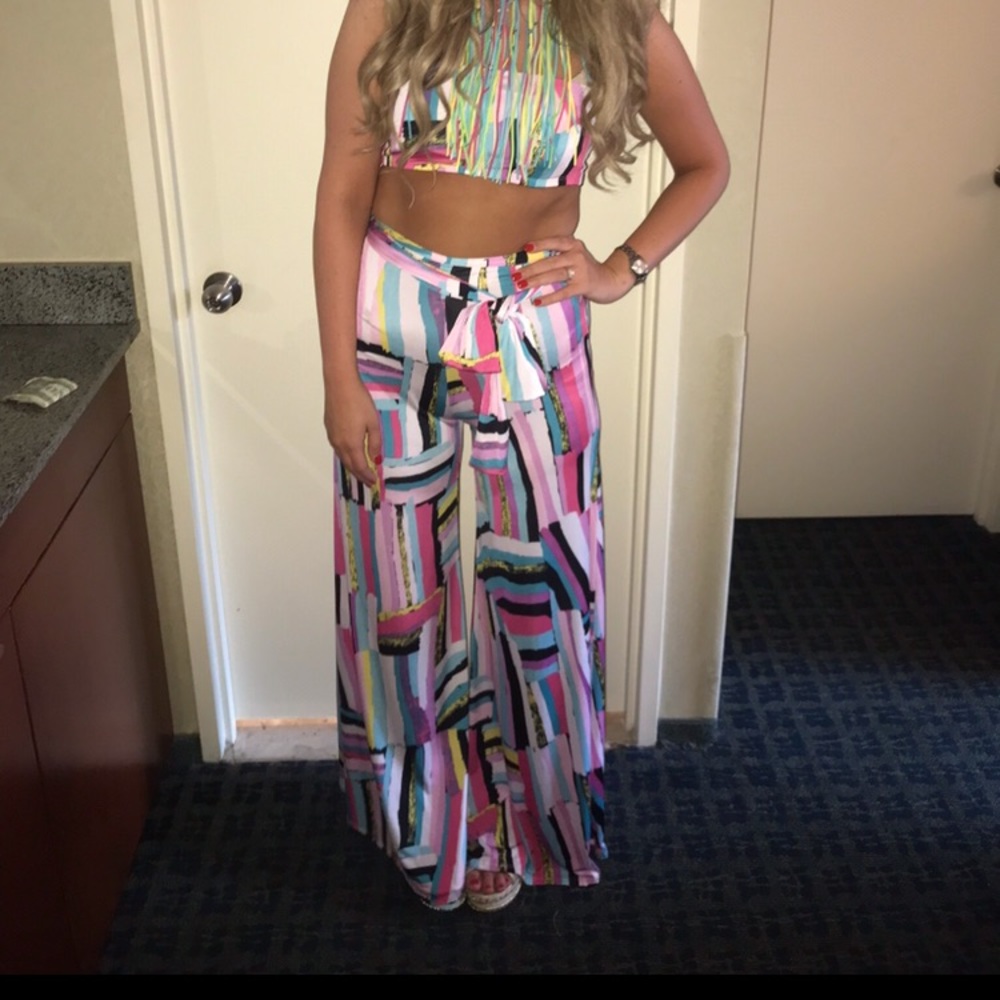 Retro Colorful Matching Separates Bellbottom Set - Picture 3 of 7